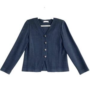 CZERNY Wool Blend Cardigan Women M Gray Elegant Feminine Classic Retro Made USA